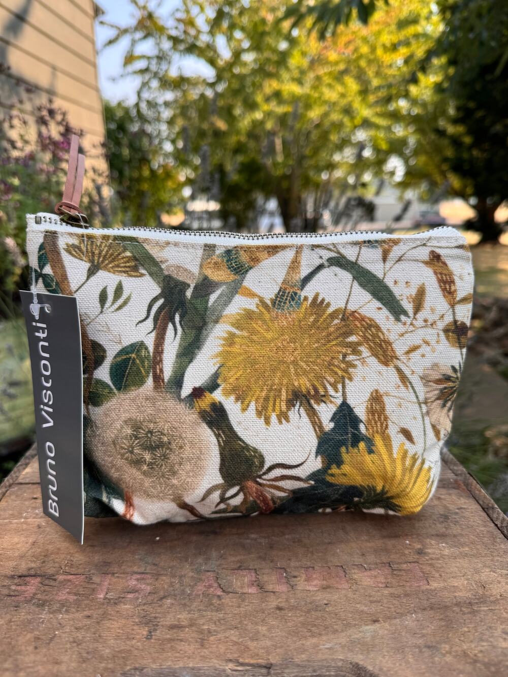 Woodland Yellow Canvas Makeup Bag 9 x 6 Pouch Colorful Travel Bag NEW!